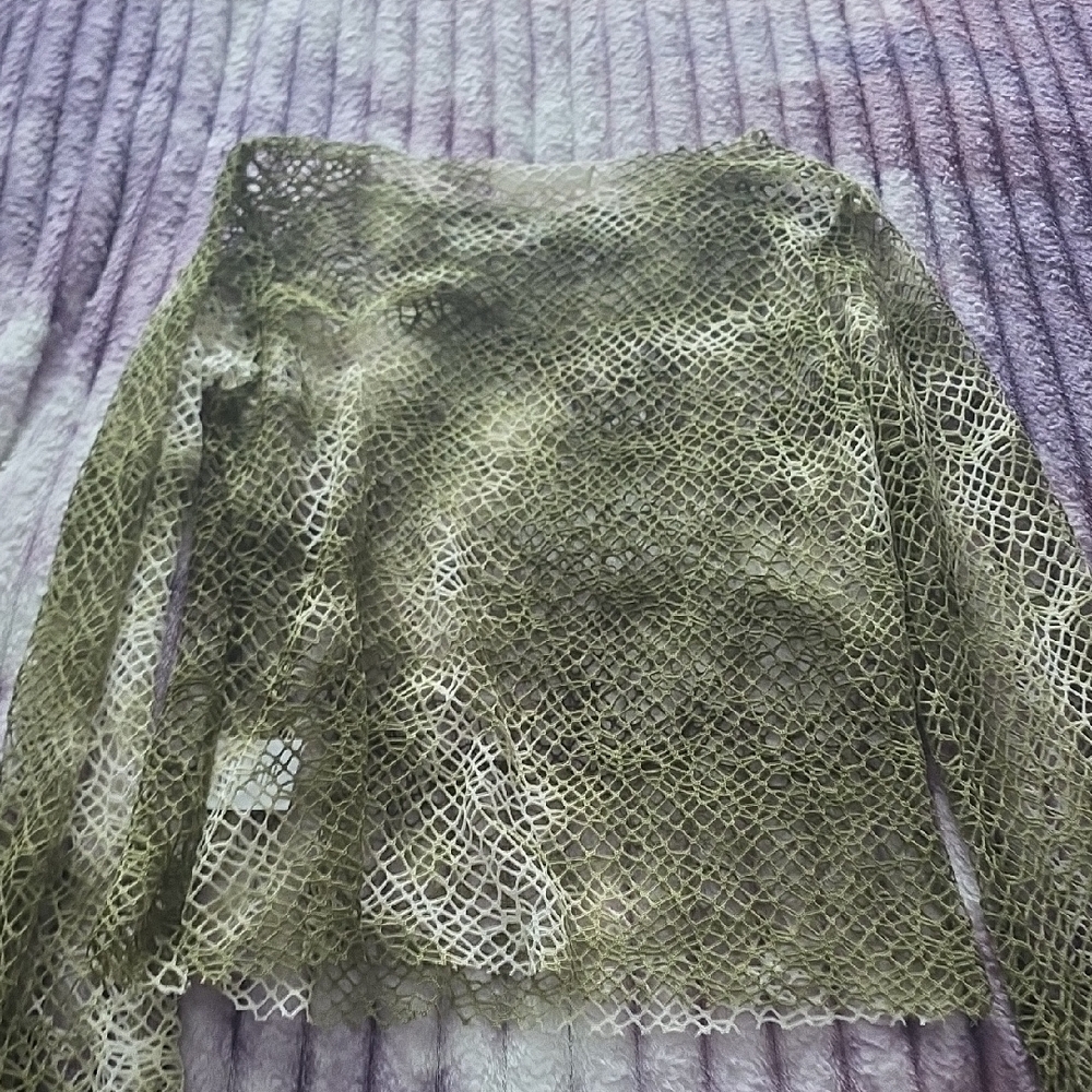 OAK + FORT Olive Open-Knit Scoop Neck Sweater - Picture 4 of 5